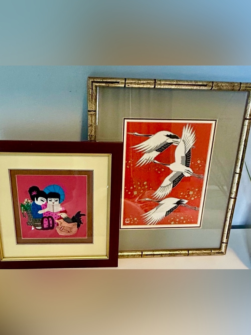 Vintage Asian Wall Prints Framed 
Set of 2